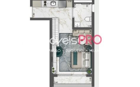Studio de 1 quarto à venda em Moema, 34 m² — Ref. IP41764